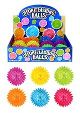 2 x LED SPIKY BALLS Flashing Bouncy Light Rubber Kids Sensory Ball Toy Gift UK