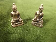 Pair of Vtg Brass Small Miniature Sitting Buddha Statue Asia ID9107 B50