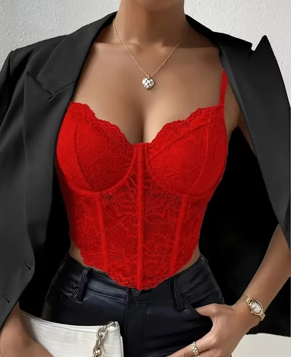 Sexy lace corset crop top - lace,