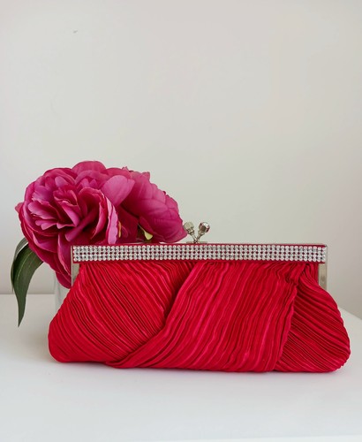 Red diamante pleated - diamante,