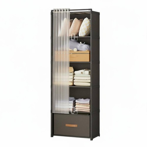 Shelving unit with curtain - with,