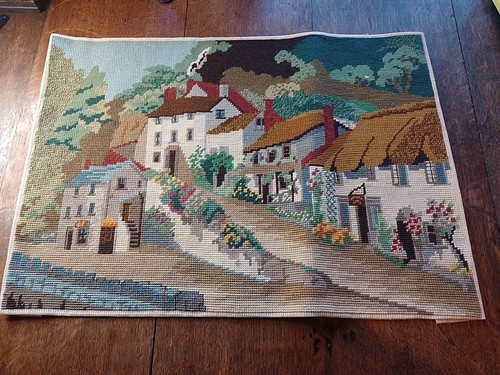 Vintage tapestry houses - vintage,