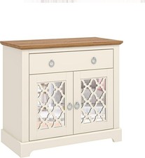 Ivory Oak 2 Door 1 Drawer Sideboard Storage Cabinet Adjustable Shelf