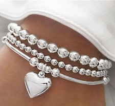 Zara Silver beaded beads stacking bracelet bracelets heart detail size 18 cm