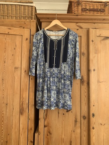 Blue and white smock - blue,