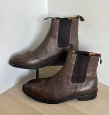 Samuel Windsor Brown Leather Wingtip Brogue Chelsea Pull On BootS, Size 13