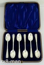 1902 SUPERB EDWARDIAN SET OF SIX SOLID STERLING SILVER TEA SPOONS BOXED - 66.1g