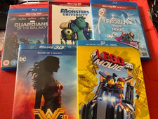 BUNDLE OF 5 3D BLU RAYS-PIXAR/LEGO/WONDER WOMAN