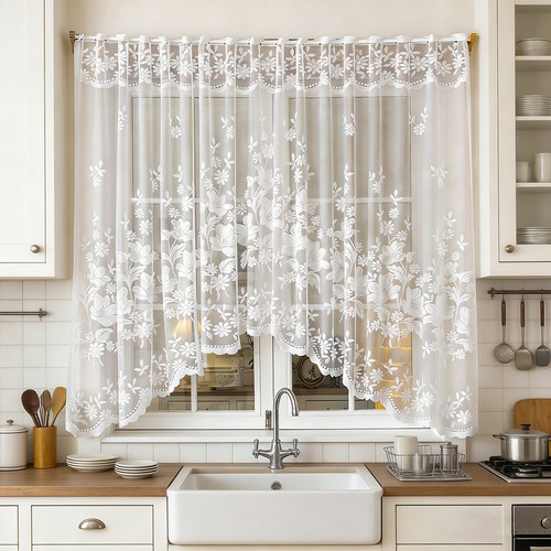 Lace floral sheer curtain - lace,