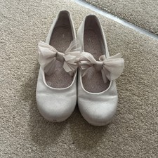 girls next ivory satin party shoes size 12F bridesmaid flower girl 