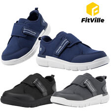 FitVille Mens Diabetic Shoes Extra Wide Fit Trainers Adjustable for Swollen Feet