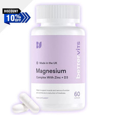 Magnesium Glycinate Complex - Bettervits Citrate, Zinc & Vitamin-D3  60 Caps UK.