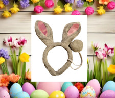 Easter Bunny Ears Headband and Bobble Kids Pink and Grey