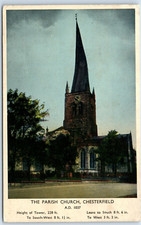 Postcard Chesterfield Parish Church Derbyshire England posted 1959