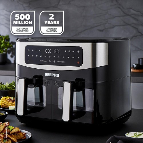Geepas dual zone air fryer - dual,