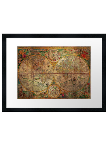 Old world globe map framed - old,