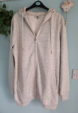 LADIES 'BE YOU' LIGHT GREY LONGLINE ZIP HOODIE - SIZE 12/14 -NEW W/OUT TAGS