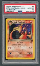 Pokemon Cards - PSA 10 1st Edition Dark Charizard 4/82 Team Rocket SWIRL GEM MT