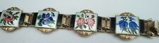 Norwegian Silver Enamel Bracelet Floral  Flower   Nils Elvik Norway Sterling