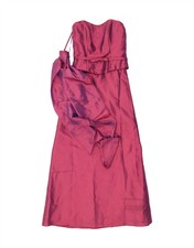 HILARY MORGAN Womens Strapless Corset Dress UK 12 Medium  Burgundy Floral TL10