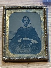 Victorian Ambrotype Photo Woman In Lace Cape & Headdress 6.5x5cm