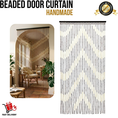 Wooden beaded bamboo door - bamboo,