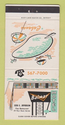 Matchbook cover balmar motel - matchbook,