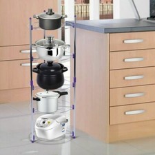 5 Tier Pan and Pot Rack Stainless Steel Saucepan Stand Kitchen Storage Organiser