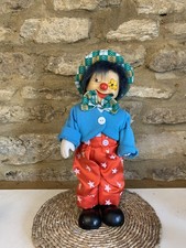 Vintage Porcelain Doll Clown Standing 13” Dressed Collectors Makes Sounds