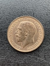 1917 One Penny King George V British Coin Great Britain 1d #21