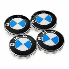 4X BMW ALLOY BLUE WHEEL CENTRE HUB CAPS 68mm E60 E90 E92 E82 E87 F10 F20 F30