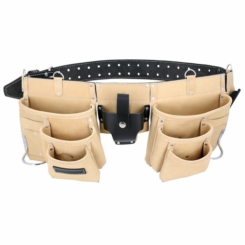 Leather tool belt pocket - leather,
