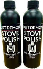 DirtDemon 2x250ml Black stove polish For Wood & Log Burners Fire Surrounds Grate