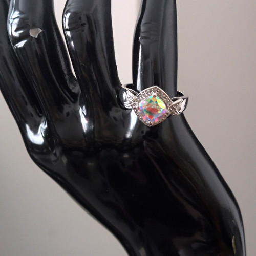 Cushion cut mystic topaz halo - cushion,
