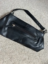 Matalan PU black zipped handbag with front and internal zips