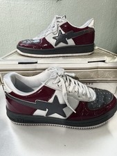 Vintage 2004 Bape Bapesta Nostalgic Burgundy x Grey UK8