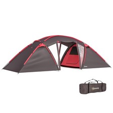 Outsunny 4-6 Man Family Camping Tent w/ 2 Bedrooms, a Living Room, Grey