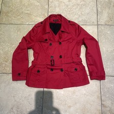 Laura Ashley Women's Red Trench Coat Jacket Size 18