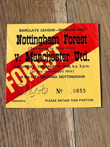 Ticket 1987 nottingham - 1987/88,