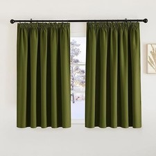 2 Panel Blackout Curtain 66x54 Inches Polyester Thermal Insulated Draper Olive