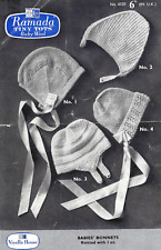 Vintage Ramada Tiny Tots Baby Wool Babies Bonnet Pattern 6020 - Copy