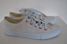 Baby blue suede lace up women