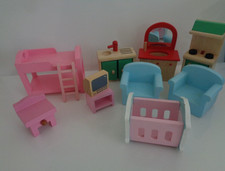 elc & other wooden dolls house furniture bunk beds sink cot