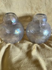 Pair of Iridescent Opalescent Vintage Glass Lamp/Light Shades Art Nouveau