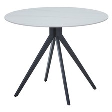 Aspen Dining Table Marble-effect Gloss White Round Stylish Modern Design