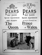 Original Old Antique Print Pears Soap Appointment Queen Prince Wales 1893 19th