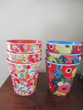 ANTHROPOLOGIE FLORAL PRINT MELAMINE BEAKERS BY SARA CAMPBELL  X  6