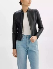 NEW Women Black Leather Jacket