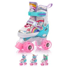 Roller Skates Kids Skates Shoes Size 9-1 Quad Children Women 4Wheel XS-L