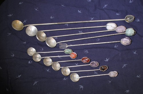 Elegant silver cocktail - , spoons